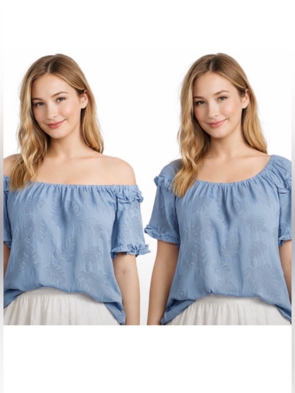 NWT $69 Slim Factor by Investments “Heidi” Textured Blouse – Blue/Grey
